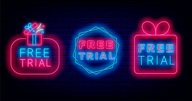 免费试用标志收集。几何蜂窝框架。粉丝们的惊喜，现在订阅吧。矢量图图片下载