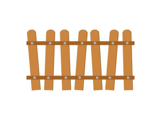 法国木制和木制栅栏插图装饰。公园的木栅栏或花园的木栅栏图片下载