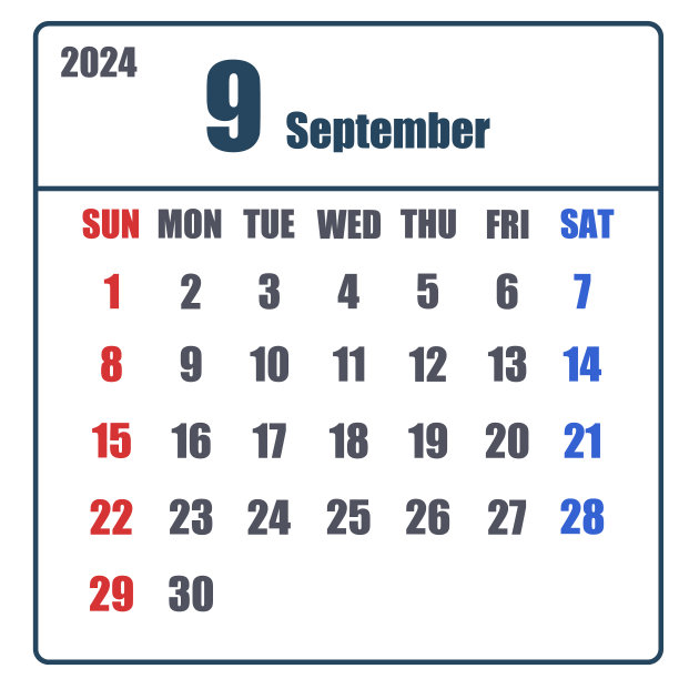 简单的日历为2024年9月图片下载