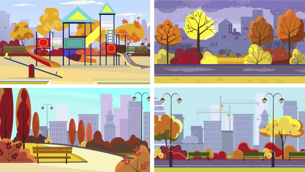 秋天的城市景观图片下载