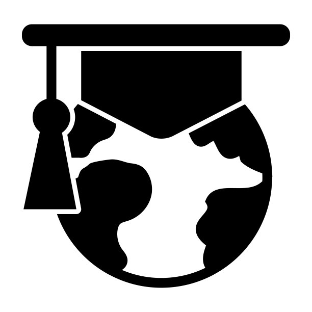 行星地球与研究生帽固体图标，在线教育的概念，全球大师标志在白色背景，全球教育图标在移动网页设计的字形。矢量图形。图片下载