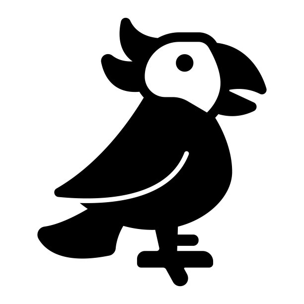 鹦鹉固体图标，家养动物的概念，金刚鹦鹉标志在白色背景，热带鹦鹉图标在字形风格的移动概念网页设计。矢量图形。图片下载