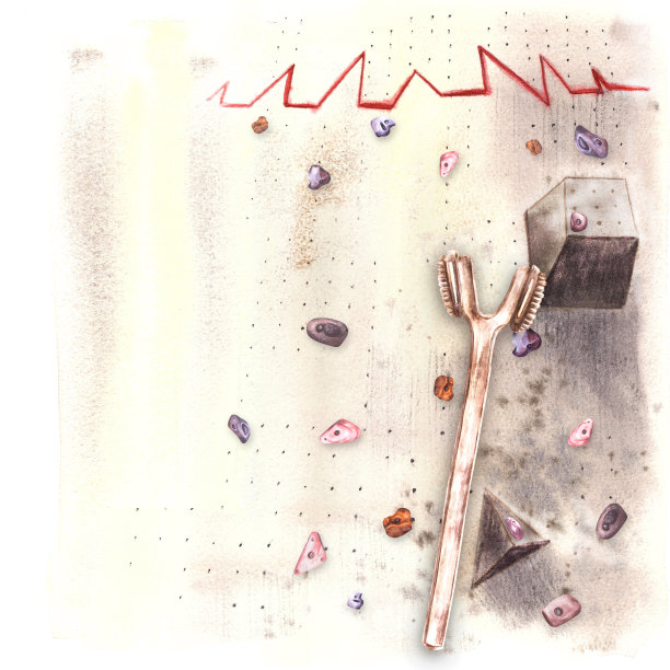 抱石，爬灰墙，握把，镁刷。手绘水彩孤立插图图片下载