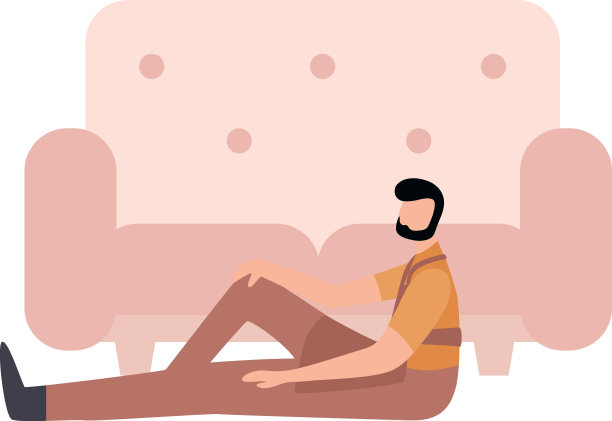 那个男孩正坐在地板上。图片下载