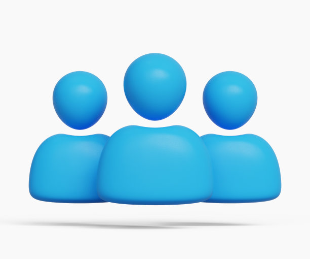 3D社交网络图标。组配置文件图标。员工图标，用户组，合作伙伴图标，业务人员图标。用户图标。三维演示图片下载