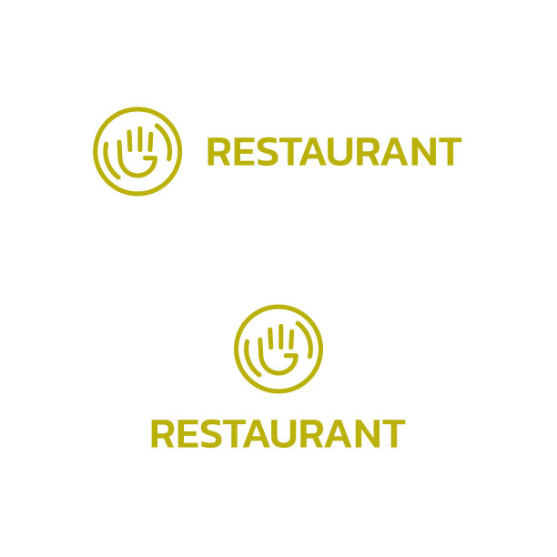 餐厅文字与欢迎的手和盘子标志图片下载