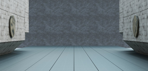 科幻科技场景水泥表面未来科技背景展厅隧道走廊3d插画图片下载