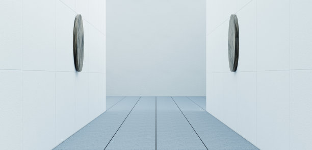 科幻科技场景水泥表面未来科技背景展厅隧道走廊3d插画图片下载