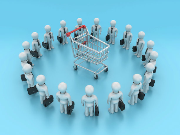 购物车与商业人物团队合作图片下载