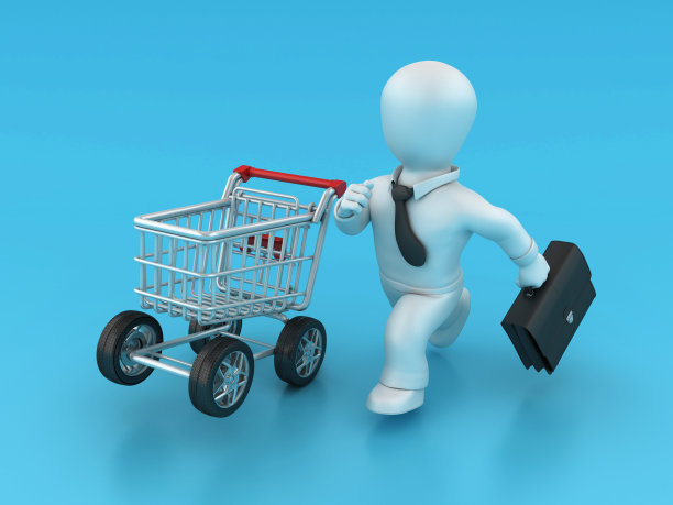 购物车与车轮和商业字符运行图片下载