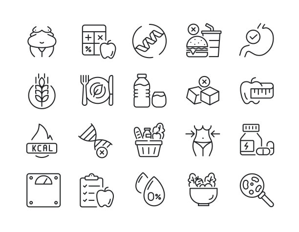 营养线图标。可编辑的中风。网站营销设计，logo, app，模板，ui等。矢量插图。图片下载