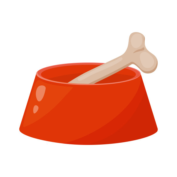 带骨头的狗粮碗，狗粮。矢量插图在卡通风格。网站页面和移动应用的设计图片下载