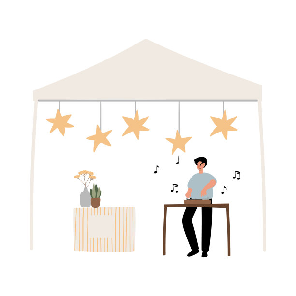 夏季市场插图，人们走在节日矢量剪贴画，博览会在公园剪贴画，户外聚会图像在平面风格，数字下载，老人，穆斯林，黑人，夫妇，家庭。图片下载