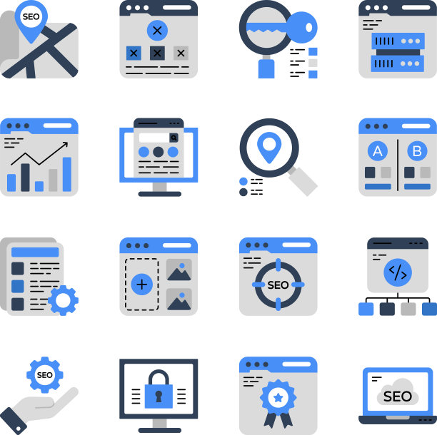 网页和搜索引擎优化平面图标包图片下载