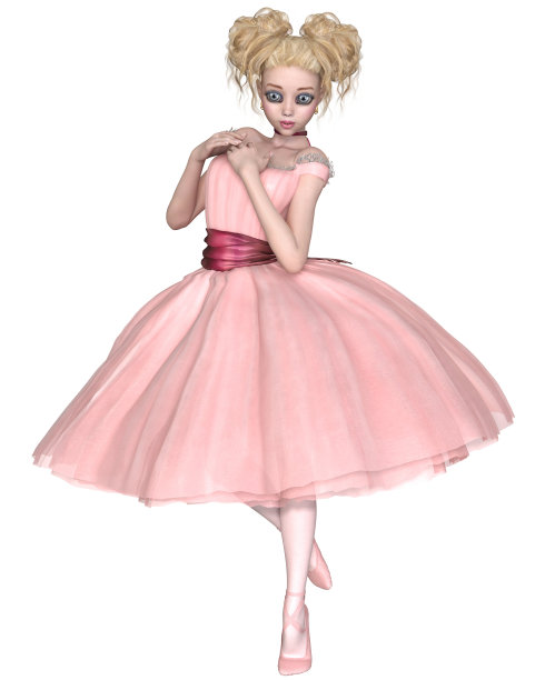 可爱的金发芭蕾舞女演员穿着粉红色的芭蕾舞裙图片下载