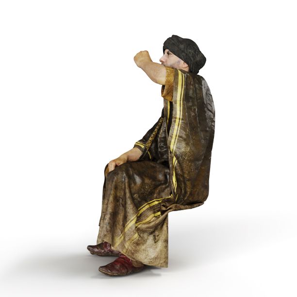 一个阿拉伯人在白色背景上戴着头巾的3D渲染图图片下载