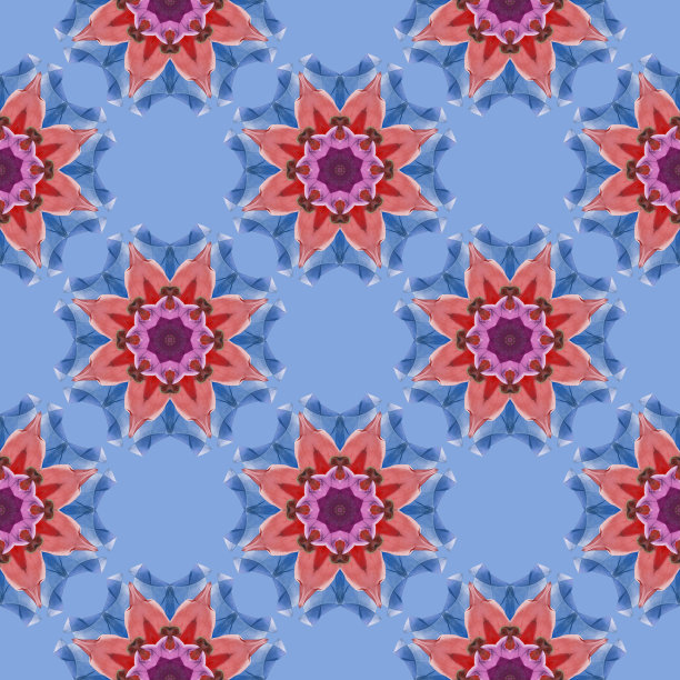 用于连续复制的无缝模式。花卉背景，照片拼贴，用于生产纺织品，棉织物。用于墙纸、封面。东方风格的曼陀罗画。阴阳符号图片下载