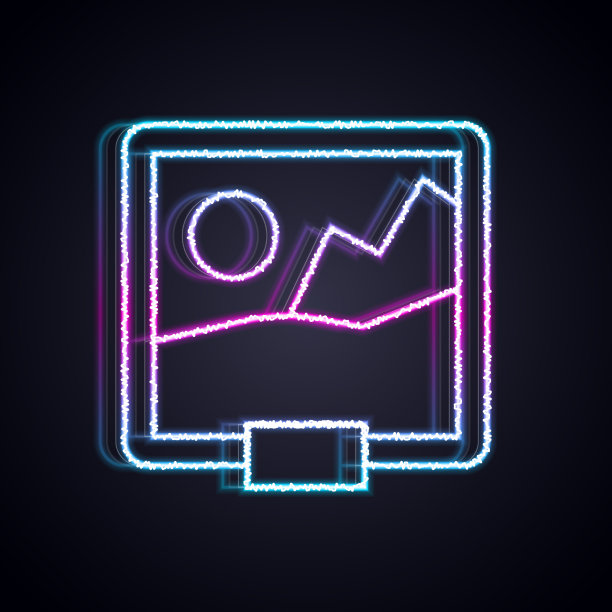 发光的霓虹灯线图片图标孤立的黑色图片下载