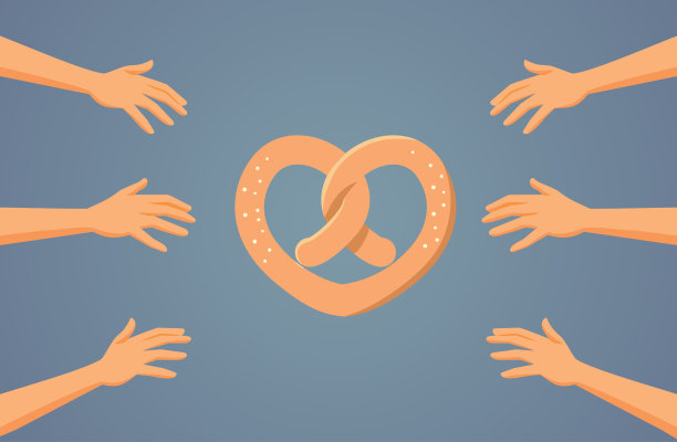 人们渴望一个椒盐卷饼矢量卡通插图设计图片下载