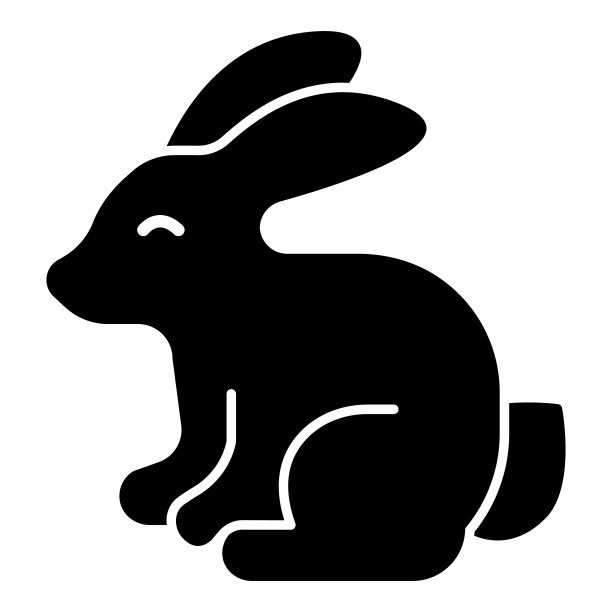 坐兔子固体图标，复活节快乐的概念，兔子剪影标志在白色背景，复活节兔子图标在字形风格的移动概念网页设计。矢量图形。图片下载
