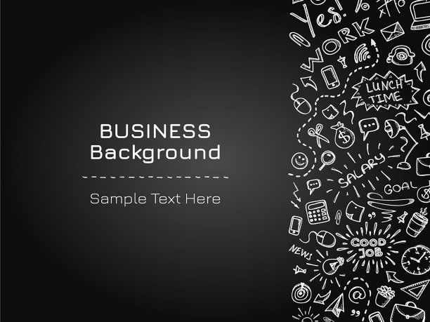 手绘商业创意涂鸦图标设置在黑板上。矢量插图。图片下载