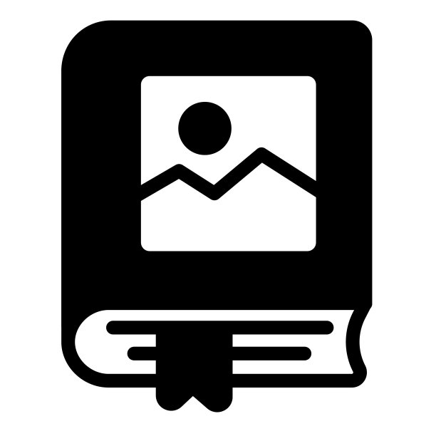 书与景观图片和丝带书签固体图标，阅读概念，白色背景上的体积矢量标志，字形风格的图标移动概念网页设计。矢量图形。图片下载