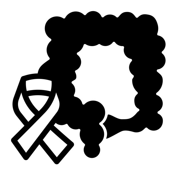 肠道器官与胶带实体图标：世界癌症日，结肠癌意识，结直肠癌矢量图形图片下载