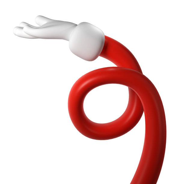 可爱的卡通手3D打开手掌的圣诞老人的圣诞图标。渲染冬日，索取，给予，持有。友好的有趣的风格孤立的剪贴路径手势说明图片下载