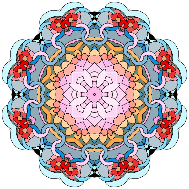 五颜六色可爱的曼陀罗。装饰性不寻常的圆形装饰品。图片下载