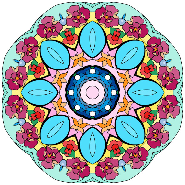 五颜六色可爱的曼陀罗。装饰性不寻常的圆形装饰品。图片下载