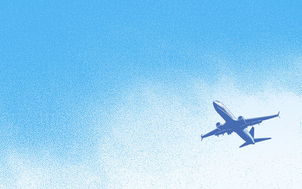 飞机和积云的点画插图图片下载