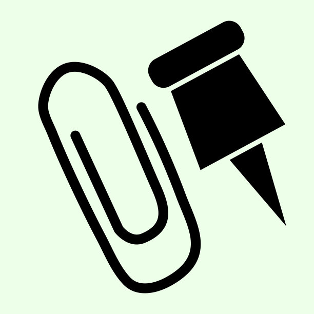 回形针固体图标。白色背景上的回形针和图钉字形样式象形文字。办公文具移动概念网页设计。矢量图形。图片下载