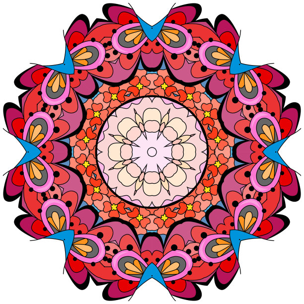 五颜六色可爱的曼陀罗。装饰性不寻常的圆形装饰品。图片下载