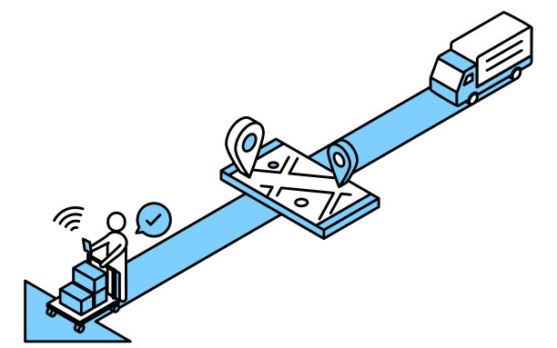 物流配送系统及DX的图像简单等距图解图片下载