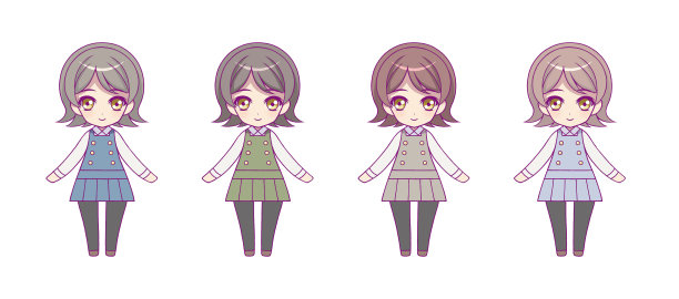 动漫风格的女孩人物插画集图片下载