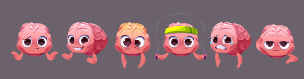 脑表情字符可爱的卡通矢量图标图片下载