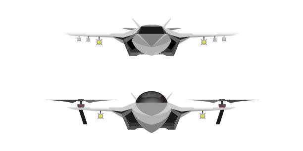 集无人机四旋翼机和战斗机喷气概念飞机插图矢量图片下载