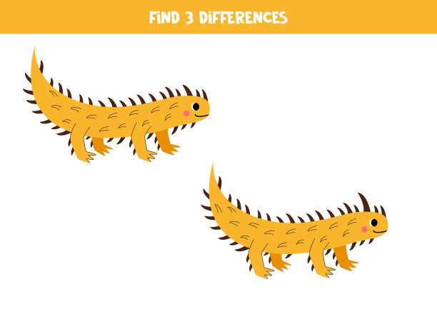 找出两张可爱的带刺魔鬼的照片之间的三个不同点。孩子们的游戏。图片下载