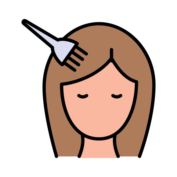 头发颜色颜色图标，美容和发型，发刷标志，矢量图形，在白色背景上的平面图案图片下载