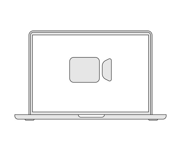 屏幕上的笔记本电脑会议电话图标图片下载