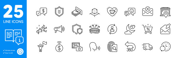 轮廓图标集。更新时间，手动和照片相机图标。用于网站应用。矢量图片下载