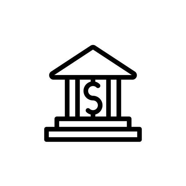 扁平线条银行图标符号Logo模板图片下载