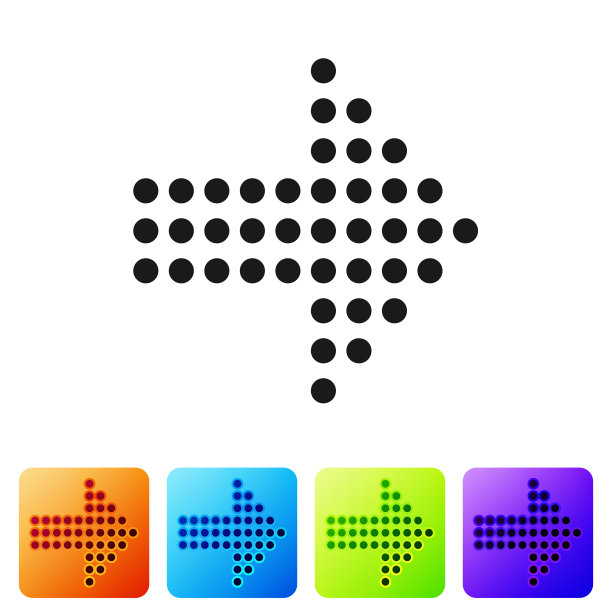 黑色圆点箭头图标孤立在白色背景图片下载