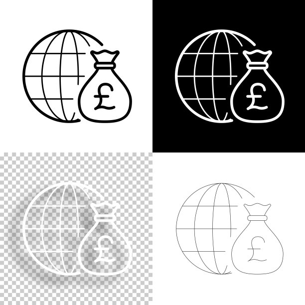 冲击世界各地。图标设计。空白，白色和黑色背景-线图标图片下载