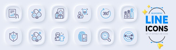 卡，干净的衬衫和钴矿线图标的web应用程序。象形文字图标。向量图片下载