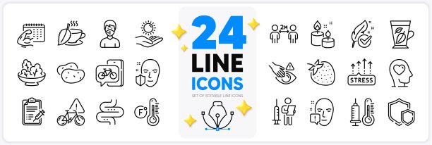 图标集华氏温度计，自行车应用程序和防晒线图标。用于web应用程序。矢量图片下载