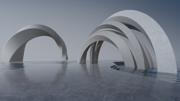 现代建筑抽象建筑设计。空停车场地面和混凝土结构。图片下载