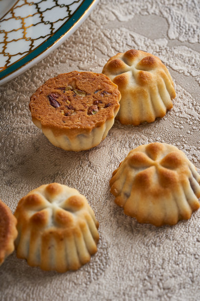 叙利亚开斋节糖果(maamoul)的特写照片图片下载