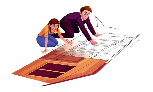 女人画房子草图给男人看图片下载