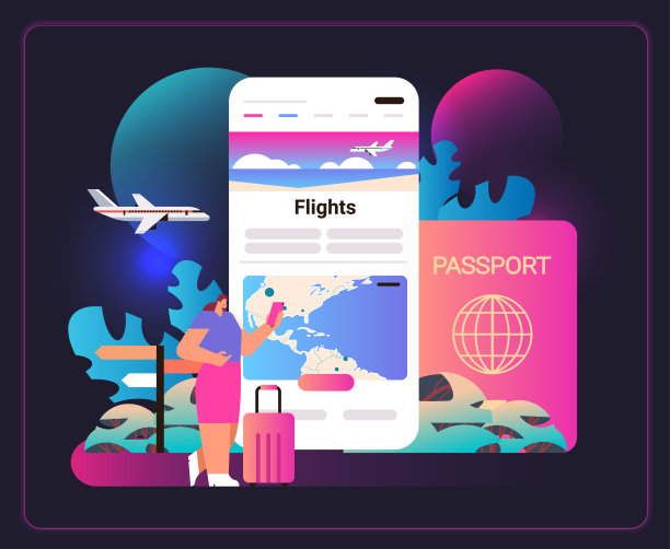 女士通过手机应用程序寻找最便宜的机票，在线预订，搜索航班服务概念图片下载